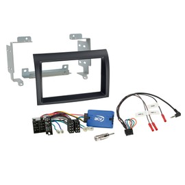 ACV Installation Kit with Steering Wheel Adapter for Double DIN Car Radio in Citroen, Peugeot, Fiat - Black