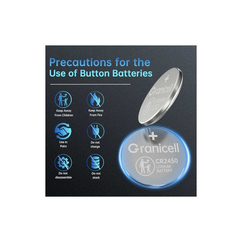 Granicell 20 Pack CR2450 Battery Lithium 3V Coin Battery Long