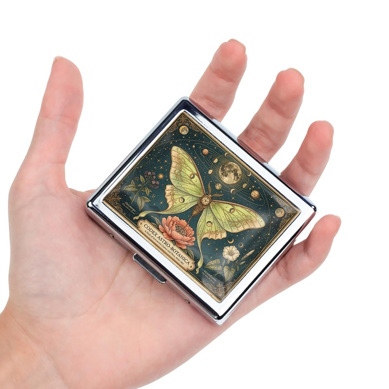 7 Days Chromed Shiny Silver Pill Organizer with Mirror Inside