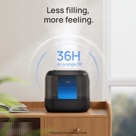 Dreo Humidifiers for Bedroom, 4L Top Fill for Large Room, 36H Runtime, 28 dB Quiet Supersized Cool Mist Air Humidifier for Baby Nursery, Plants, Indoor, Night Light, Easy to Clean & Fill, Black
