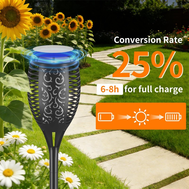 Aigleya Solar Lights Outdoor Flickering Flame Solar Torch Lights Waterproof