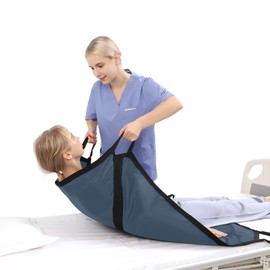 ZHEEYI Multipurpose 39" x 36" Positioning Bed Pad with Reinforced Handles - Reusable & Washable Patient Sheet for Turning, Lifting & Repositioning - Double-Sided Nylon Fabric, Gray