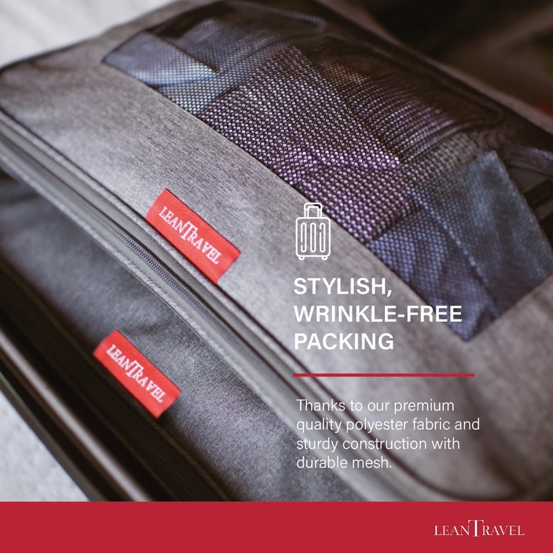 LeanTravel Premium Compression Packing Cubes for Travel - Suitcase Organizer