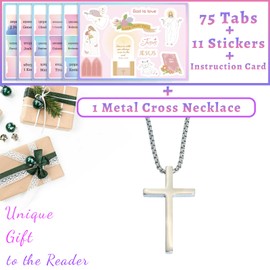 Bible Tabs with Unique Stickers, Laminated Bible Tabs for Women & Men, Christian Gifts, Large Print Bible Tabs for Easy Navigation, Bible Book Index Tabs Labels, Bible Study Supplies, Rainbow XL1