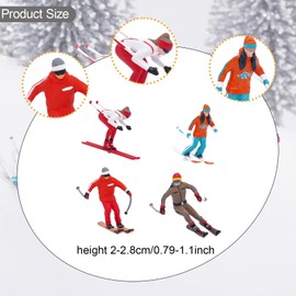 Perfeclan 4x 1/64 Scale Nordic Skiing Figure Miniature Skier Model Photo Prop Resin Crafts for DIY Projects Dollhouse Accessories