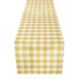 Buffalo Check Plaid Table Runner, Yellow - 13" x 48" - Premium & Durable Checkered Tablecloth is Reversible for Solid Colors - Waterproof, Stain-Resistant & Machine Washable by Achim Home Decor