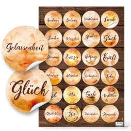 Logbuch-Verlag Round Motivational Stickers with Sayings, Reward, Courage, Happiness, Wishes, for Crafts, Decoration and Packaging, Keywords Life