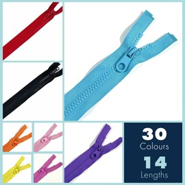 Plush Addict Heavy Duty Chunky Plastic Open-Ended Zip Fasteners for Sewing, Crafts, Clothing and Accessories - Red - 26" (66cm)