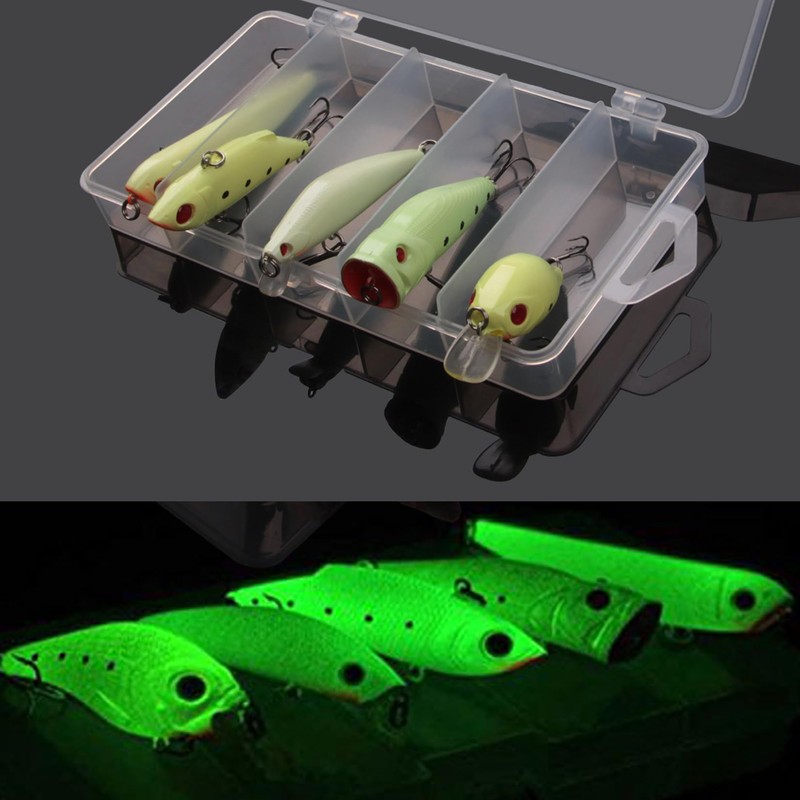 Saltwater Luminous Fishing Lures Night Fishing Bait Kit,5PCS Glow Crank