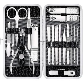 Triko Kit de Pedicura para Pies de 18 Piezas con Estuche de Manicura Portátil, Juego de Cortauñas para Uñas y Pies, Kit de Manicura y Pedicura de Acero Inoxidable