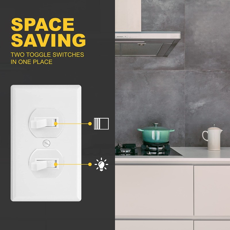 Faith White Double Light Switch (2-Pack) | Two Single-Pole Wall