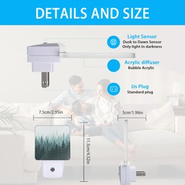 Meikosks Night Light,Misty Forest Landscape Night Lights Plug into Wall for Boys Girls, Led Lamp for Stairway/Hallway/Bedroom 0.5W Nightlight Sleep Friendly