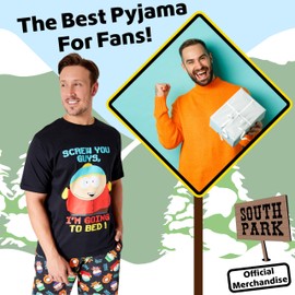 South Park Mens Pyjamas Set T-Shirt Long Bottoms Teens PJs Comfy Loungewear Kenny Eric Cartman Nightwear Funny Gifts for Men (XL, Black/Multi)