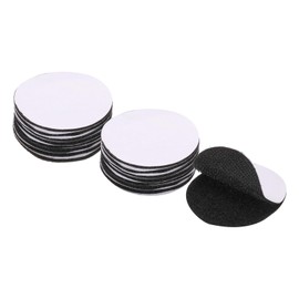 HARFINGTON 16set Hook and Loop Strips with Adhesive 2" Round Double Sided Hook and Loop Tape Nylon Self Sticky Fastener for Home Office Car, Black