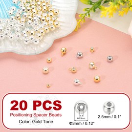 PATIKIL 20 Pcs Stopper Positioning Spacer Beads, 3mm Adjustable Slider Clasps Round Beads Metal Loose Beads for Bracelets Necklace Jewelry Making DIY Craft, Silver Tone