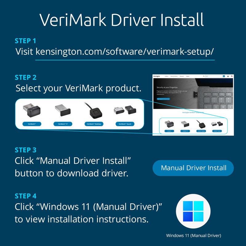 Kensington VeriMark™ IT Fingerprint Key - Windows Hello™ & Windows
