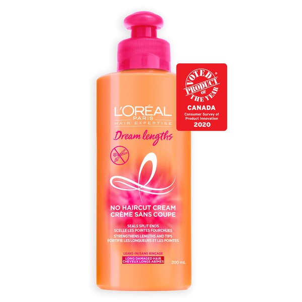 L’Oréal Paris Dream lengths No Haircut Cream Treatment with Vegetal Keratin, Castor Oil and Vitamins, Styling Heat Protection to 180 C, 200 ml