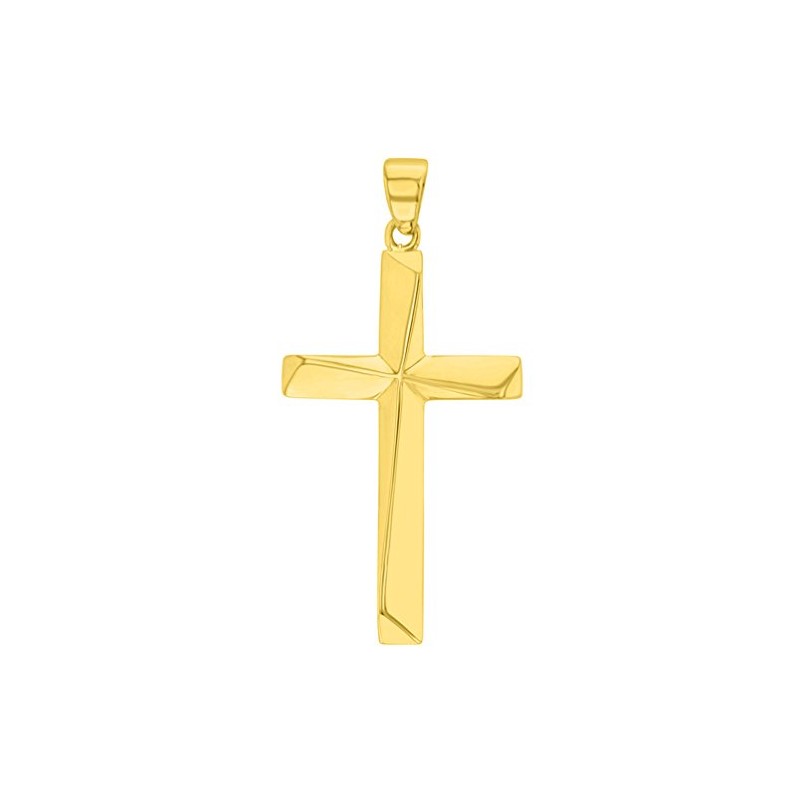 Jewelry America Solid 14K Yellow Gold Elegant Religious Plain Cross