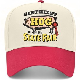 Girthiest Hog at The State Fair Vintage Trucker Hat | Funny Premium Adjustable Snapback Baseball Hat for Men & Women (US, Alpha, One Size, Red/Natural)