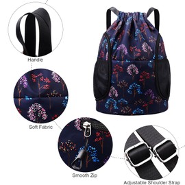 FAVORTALK Drawstring Bag Drawstring Drawstring with Handle Waterproof for Women Girls Large Capacity String Bag with Multi Pockets for Sports Holidays School Printing String Swimming Bags - SKD10824