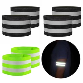 Motroce 6 PCS Reflective Band for Night Running Walking, Reflective Bands for Arm/Leg, Night Safety Wrist Band for Cycling Walking Running Concert Camping Outdoor Sports(Black and Green)