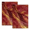 Fuasei Abstract Red and Gold Marble Kitchen Towels Set of
