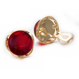 Yoursfs Red Cubic Zirconia Clip on Earrings for Women 18K Gold Plated Vintage Non Pierced Earrings Small Trendy jewelry