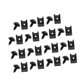 REPAIROCK 15pcs Black Spring Metal U-Type Clips with Screws Car Fender Trim Panel Fastener Auto Replacement Parts