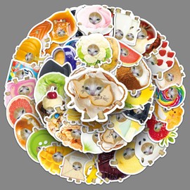 50 PCS Funny Cat Head Stickers Funny Cat Vinyl Waterproof Stickers for Adults,Boys,Girls,Kids,Children,Teens Decals for Skateboard,Luggage,Computer,Bicycle,Laptop,Phone,Water Bottle
