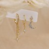 SHUOHONG Set of 3 Earrings for Multiple Pierced Ears, Gold-Plated