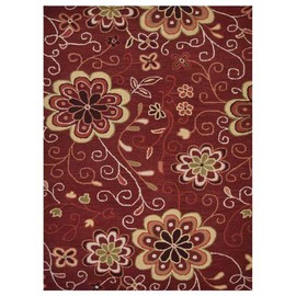 Hand Tufted Wool ECO-Friendly Area Rugs - 5'x8', Rectangle Shape, Red, Floral Modern Design, High Pile Thick Handmade Anti Skid Area Rugs for Living Room, Bed Room (K00656)