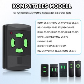 Replacement for Hörmann Handheld Transmitter hsm4 437230, Remote Control Self-Learning Coding 26.975 MHz 4 Channels for Garage Door, Driveway Gate, Front Door etc
