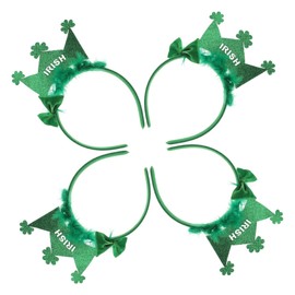 minkissy 4pcs Headband Leprechaun Hat Green Shamrock Headband St Patricks Day Accessories Irish Headband Adult Party Supplies Funny Headbands Women's Clothing Greeter Bow Tie