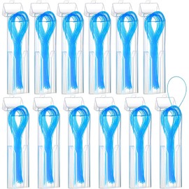 Vesici 600 Enhebradores de Hilo Dental para Puentes, Aparatos e Implantes Enhebrador Dental, Diseño de Bucle de Nailon Multifuncional para Tus Dientes, 12 Paquetes (Azul)