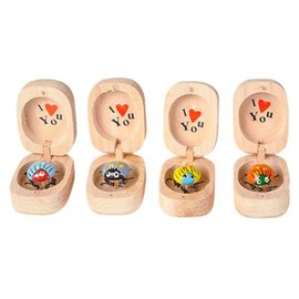 Set of Love bug in Box Novelty Gift - Bugs Legs Wiggle So it Looks Alive - Wooden Hinged Box Nut Ladybug Beetle (Random Colors) (Bulk - Set 12 Bug Boxes (1 Dozen))