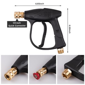 Clatoon Pressure Washer Short Gun, Foam Cannon with 1/4 Inch Quick Connector, Power Washer with 5 Pressure Washer Nozzle Tips, M22-14 mm Inlet Connector