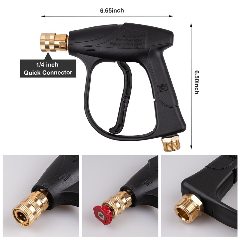 Clatoon Pressure Washer Short Gun, Foam Cannon with 1/4 Inch