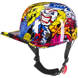Yesmotor Baseball Style Cap Retro Motorcycle Helmet Unisex-Adult - DOT Approved (Painting, L)