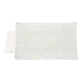 YELARXI Paper Doilies, 15.7 Inch White Lace Doilies Rectangle Disposable Decorative Placemats Hollow Flower for Desserts Food Crafts Parties Birthday Tableware Decoration (50 Pack, White)