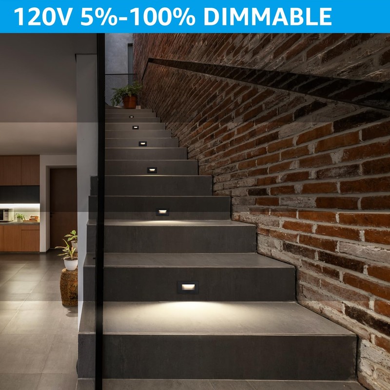LEONLITE 12-Pack Black 5CCT 120V LED Step Lights, 150LM 5%-100%