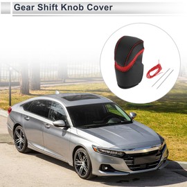 RATCHROLL Gear Shift Knob Cover for Honda Accord 2013-2017 Anti-Slip Stick Shifting Handle Protector Faux Leather Red Black 1 Pc