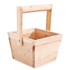 VBS Basket with Handle, Raw Wood, Approx. 11 x 11 x 7.5/15.5 cm