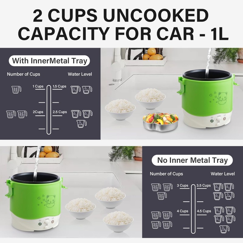OSBA Mini Rice Cooker, 1L Travel Rice Cooker Small 12V