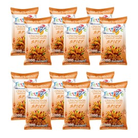 Feel Festive 12 Bags 1-oz Spicy Mild Crunchy Roasted Chickpeas Protein Snack Pack - Healthy Garbanzo Beans - Non-GMO Vegan Gluten-Free Soy-Free Balanced Macro Nut Free - Individual Convenient Portions