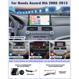 SIXWIN Android 13 Car Stereo for Honda Accord 2008 2009 2010 2011 2012 2013 10.1 Inch Touch Screen 2G+32G CarPlay Android Auto Car Radio Bluetooth GPS Navigation WiFi FM SWC Backup Camera MIC