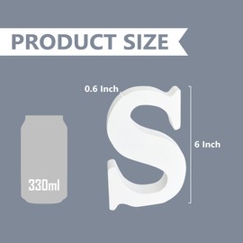 White Unfinished Wood Letters, 6 Inch Wooden Letters for Crafts DIY, Three-Dimensional Alphabet Letters for Bedroom Home Wall Decor, Letter S