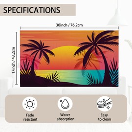 TUBAMQ Tropical Palm Tree Door Mat,17 x 30 Inch Sunset Welcome Doormat Decorative Home Floor Mat,Non Slip Rubber Water Absorption for Outdoor Indoor Entrance Decor