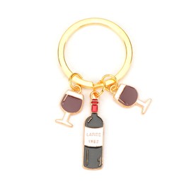 SHTALHST Wine Glass Keychain Funny Keychain for Daily Use Unique Wine Key Chain for Friend Birthday Wine Cup Charm for Women