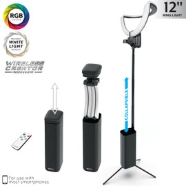 Bower 12-Inch Collapsible RGB LED Ring Light, Portable Wireless Creator Light for Content Creation, Adjustable Color Modes, Foldable Design for YouTube, TikTok, Photography & Video