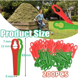 200 Pcs Plastic Grass Trimmer Blades, Cordless Strimmer Blades 83 mm Lawn Mower Cutting Blades Garden Mower Replacement Blades for Einhell Grass Strimmer-Red+Green